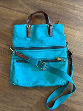 Fossil Turquoise Convertible Tote Crossbody Bag